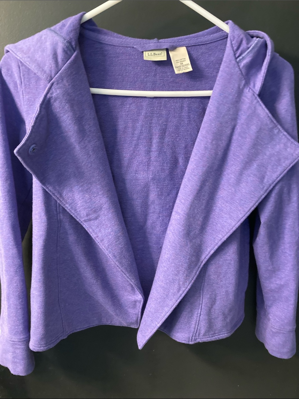L.L. Bean Women's Lavender  Hooded Open-Front Cotton Top